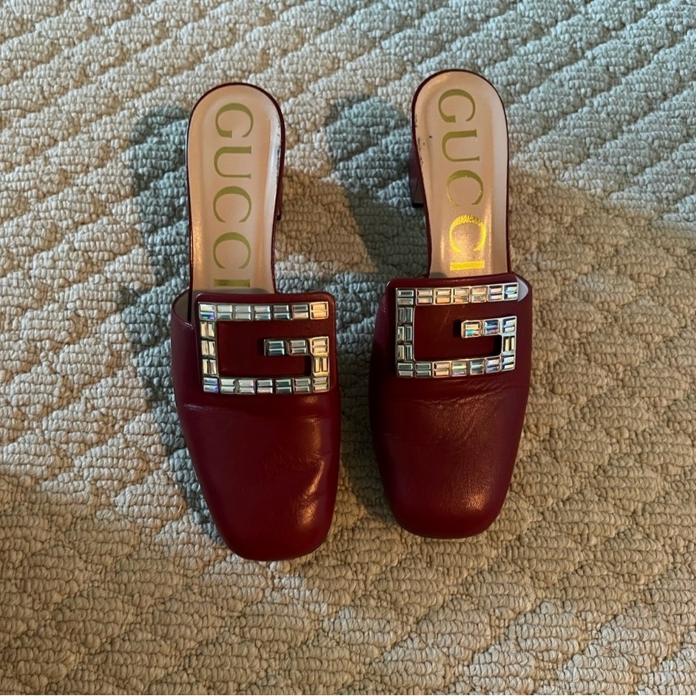 Gucci Women's Red Leather Mules